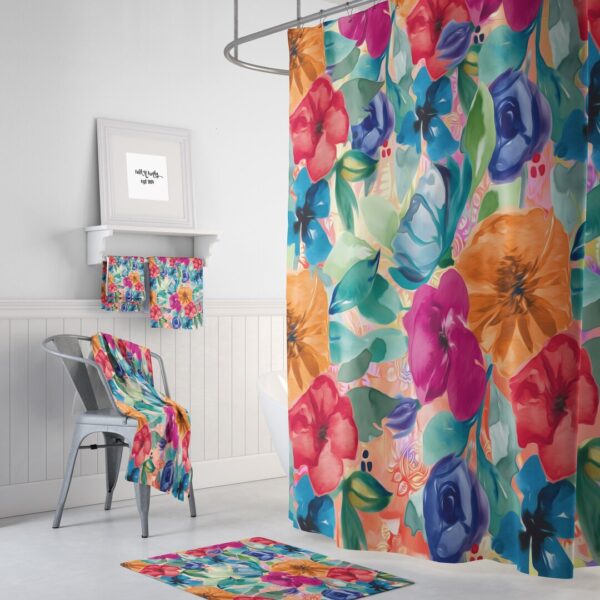 Vintage Inspired Gypsy Floral Shower Curtain Optional Bath Mat, Bath Towels, Bathroom Decor