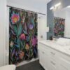 Vintage Victorian Floral Shower Curtain, Floral Shower Curtain, Blue Flower Shower Curtain, Vintage Royal Shower Curtain