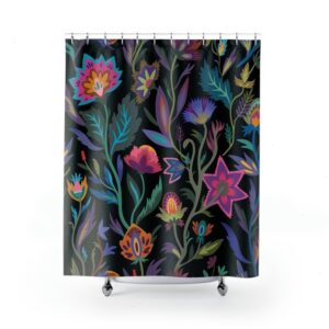 Vintage Victorian Floral Shower Curtain, Floral Shower Curtain, Blue Flower Shower Curtain, Vintage Royal Shower Curtain