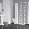 White Herringbone Shower Curtain, Modern Minimalist Bath Curtain, Boho Chic Bathroom Decor