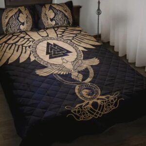 Wolf Tree of Life Valknut Raven Quilt Bed Set, Viking Bed Set Throw, Twin, Queen, King Size for Bedroom, Gifts for Viking Lover