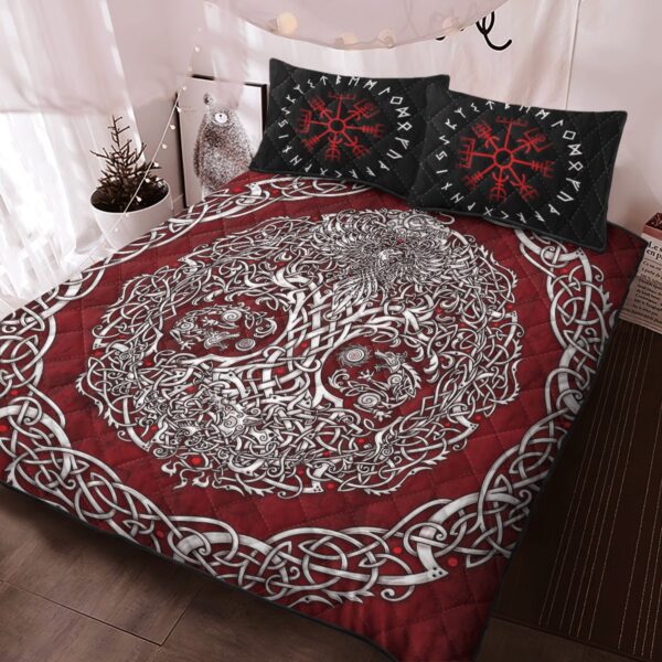 Yggdrasil Quilt Bed Set, Viking Quilt Bedding Set Throw, Twin, Queen, King Size, Viking Quilt Bedding Set Blanket, Viking Quilt For Bedroom, Gifts for Viking Lover
