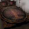 Yggdrasil Tree of Life Viking Black and Orange Triquetra Norse Nordic Mythology Quilt Blanket & Pillowcases, Viking Quilt Bedding Set Blanket, Viking Quilt For Bedroom, Gifts for Viking Lover